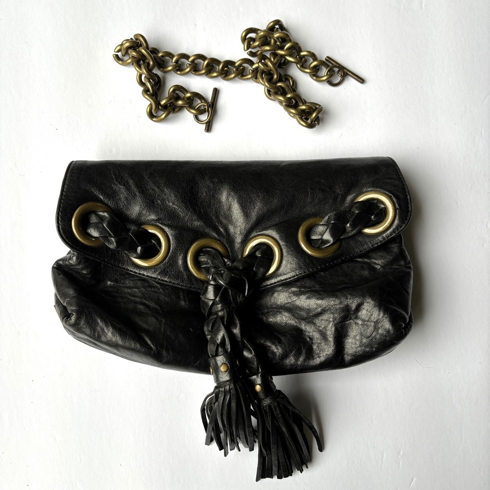 Kooba Black Leather Bag with Gold Chain - Picture 13 of 16